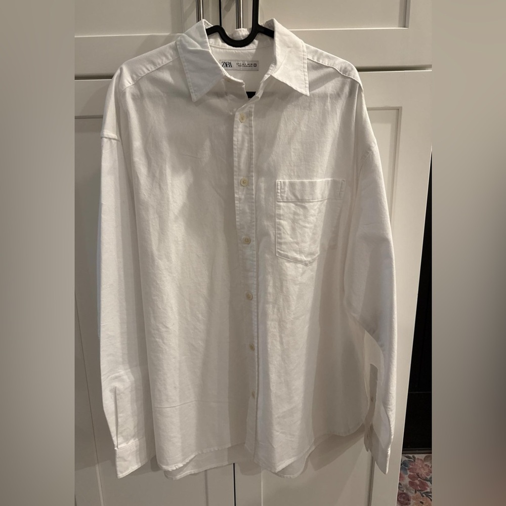 Zara White Casual Button Down Shirt